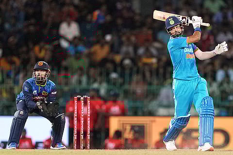 KL Rahul plays a shot against Sri Lanka